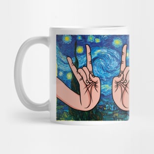 Japanese Rock Hands In The Starry Night Mug